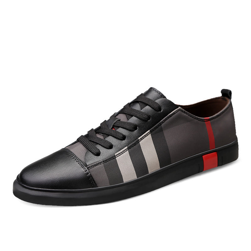 Velbrant™ LuxeStripe Leather Sneakers – Smart-Casual Peas Dress Shoes