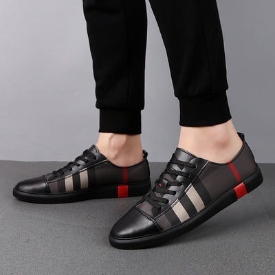 Velbrant™ LuxeStripe Leather Sneakers – Smart-Casual Peas Dress Shoes