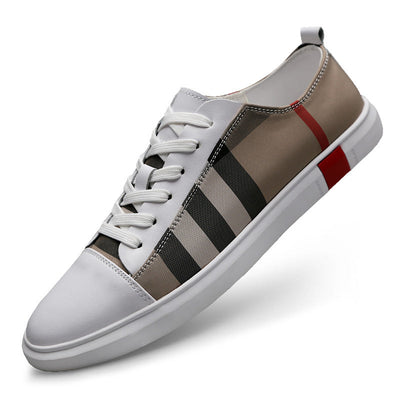 Velbrant™ LuxeStripe Leather Sneakers – Smart-Casual Peas Dress Shoes