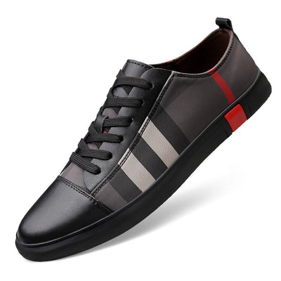 Velbrant™ LuxeStripe Leather Sneakers – Smart-Casual Peas Dress Shoes