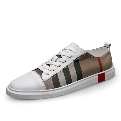 Velbrant™ LuxeStripe Leather Sneakers – Smart-Casual Peas Dress Shoes