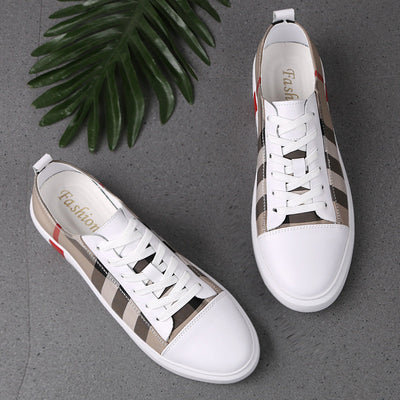 Velbrant™ LuxeStripe Leather Sneakers – Smart-Casual Peas Dress Shoes